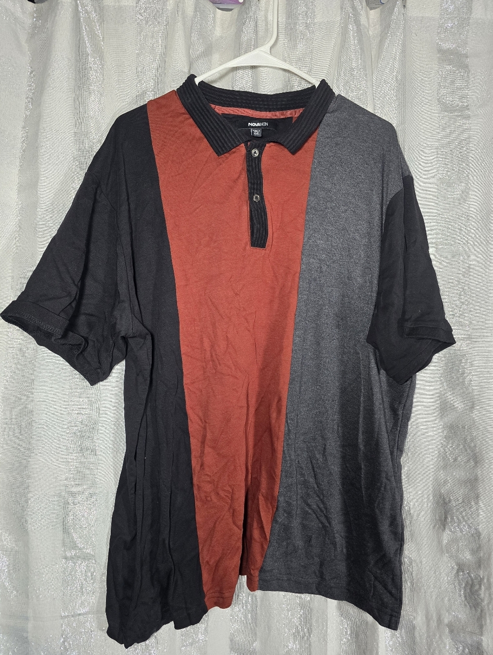 NovaMen Men’s Colorblock Polo - Rust, Black, Gray